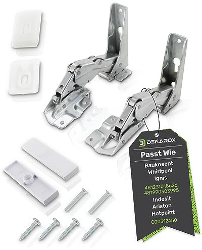 DEKAROX Türscharnier Set oben + unten für Whirlpool Bauknecht Ignis 481231018626 481990303995 Hettich für Kühlschrank Gefrierschrank