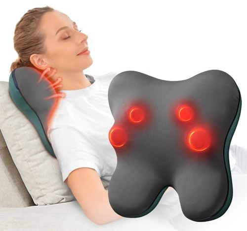 Bob and Brad EZBack Massagegerät Rückenmassagegerät mit Wärme, Shiatsu 3D Knet Nackenmassagegerät, Muskelschmerzlinderung Verkabelt Massagekissen für Nacken, Rücken, Beine, Geschenke für Männer Frauen