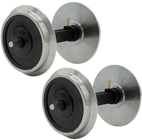 ML-Train Radsatz 35 mm kugelgelagert stromführend aus Edelstahl | Integrierter Stromabnehmer - Wie 36165 - Gartenbahn Spur G Zubehör (2 Stück)