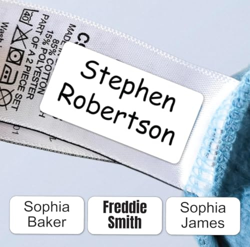 QuoteMyWall 105 Stick On Clothing Labels for Care Home Clothes Stationery | No Iron Washable Personalised Nursing Home Name Sticker Tags School Children Kids Nursery Day Care Washing Machine Safe