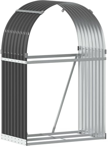 vidaXL Log Holder Firewood Rack - Anthracite Galvanised Steel Wood Storage, 80x45x120cm for Outdoor Indoor Fireplace