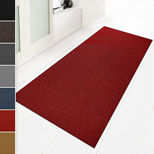 Floordirekt Schmutzfangmatte 100 x 150 cm Rot, ideal auch als Schmutzfangteppich nach Maß, Teppich Flur Läufer, Küchenteppich - waschbar rutschfest, Sauberlaufmatte, Meterware (Hong Kong)