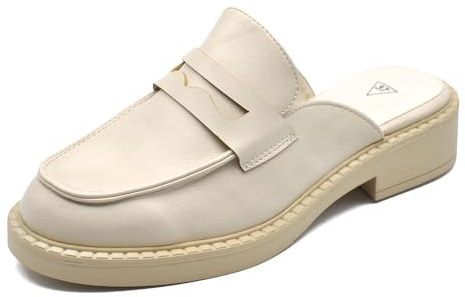 IF Fashion Scarpe Mocassini Sabot Mule Ciabatte da Donna Sintetica MP302-12 Panna N.38