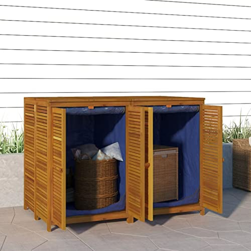 BaraSh Gartenbox 140x87x104 cm Massivholz Akazie GeräTeschrank Aufbewahrungsschrank Garten MüLlbox AußEn MüLlschrank