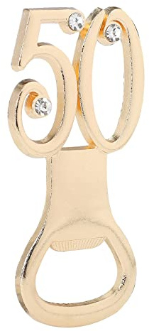 Creative Digital Bottle Openers, Golden Bottle Opener, Birthday Party Favors or Wedding Anniversary Party Gifts with White Sheer Organza Bags, Souvenirs Favors Decorations (50