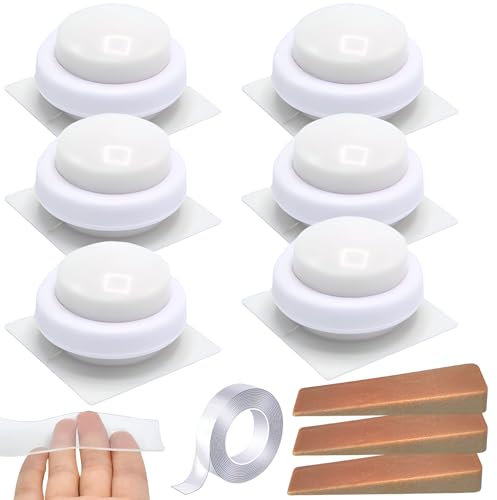 Pack 6 Topes para Puerta y Suelo Blanco Adhesivos - Protector de Pared y Suelo con 3 Frenos - Sujeta de Goma Efecto Madera Decorativo - Door Stopper