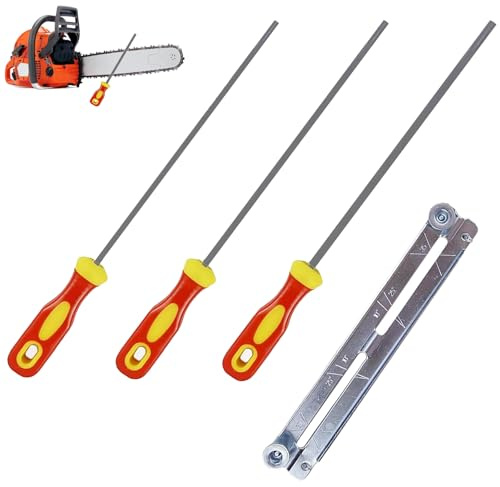 Feile für Kettensäge, Kettensäge Rundfeile, 3 Stück Feilenset, Feilen Set Mit Griff und Aktenhalter, Schärfwerkzeuge, Gibt es 3 Größen von 4,0 mm,4,8 mm,5,5 mm, für Manuelle Schärfen von Sägeketten