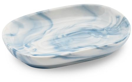 YoHyien Portasapone Ceramica, Antiscivolo Portasaponetta in Marmo, Portasapone da Lavandino, Porta Saponetta Solida da Bagno, Piattino Porta Sapone per Doccia e Cucina (Blu)