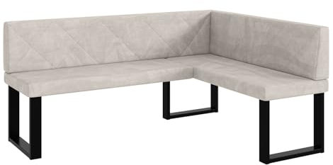 MEBLINI Eckbank für Esszimmer - Küchenbank - Essecke - Sitzecke Küche - ERIC - U-Beine 128x168x87cm Rechts - Beige Samt