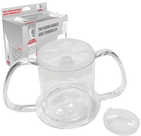 DR. BONE'S THERAPEUTICS Drinking Cup/Beaker/Mug/Sippy Cup for Disabled Adults with Easy Grip Handles Anti Splash Spout and Travel Lid