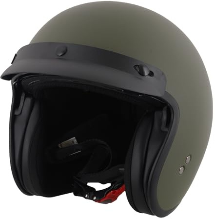 Stealth Open Face Motorcycle Helmet ECE 22.06 Approved – UK Road Legal Scooter & Motorbike Helmet with Drop Down Sun Visor – ABS Shell, Multiple Styles