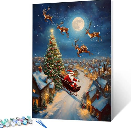 Malen Nach Zahlen Erwachsene Weihnachten Komplettset Malen Nach Zahlen Elch Malen Nach Zahlen ab 9 Jahre MÃdchen Kinder,DIY Handgemalt Ölgemälde Kreativ Set für Erwachsene Deko Wohnzimme 30x40cm H5-78