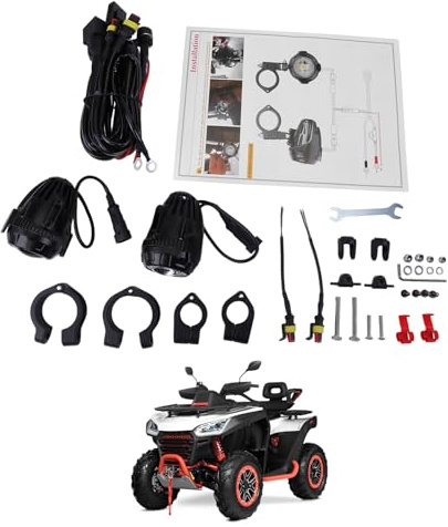 LICHENGTAI 2 Stück Motorrad Nebelscheinwerfer für BMW R1300GS R1250GS, 30W 1100LM LED-Nebelscheinwerfer +Schutzgitter Kabelbaum, Zusatzscheinwerfer Motorrad