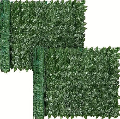 MF artSHOP 2 Pezzi Siepe Artificiale in PVC, 1x3 Metri, Pannello con Foglie Verdi per Recinzione, Decorazione Giardino e Balcone