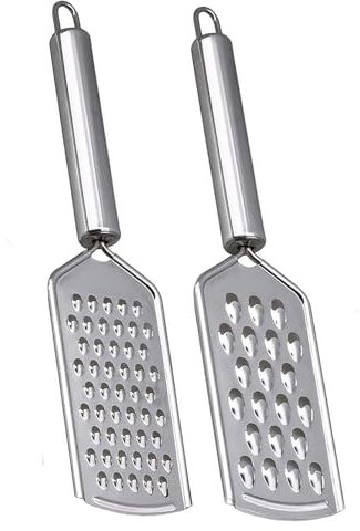 WENJION Reibe Set Edelstahl 2-teilig Käsereibe Grob Und Mittel Zitronenreibe Gemüse Reibe Mit Rundgriff Für Käse Rettich Zitrone Küche Restaurant Spülmaschinengeeignet Silber