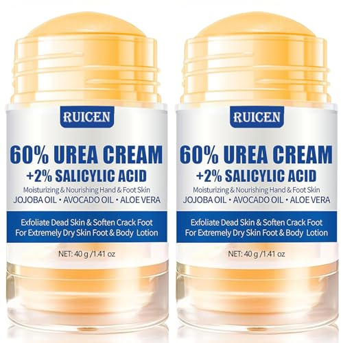 Urea Cream 60 Percent for Feet, Urea Foot Cream with 2% Salicylic Acid-Foot Cream for Cracked Heels and Dry Skin- Cracked Heel Repair Cream for Deep Moisturizing, Callus Remover and Soften - 2PCS