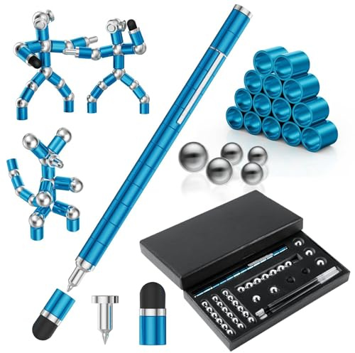 OSDUE Fidget Pen, Magnetischer Kugelschreiber Magnet Stift Stressabbau Druckkugelschreiber Lustig Multifunktions Magnetstift Coole Sachen für Geschenke (Blau)