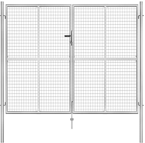Brokky 144766 Garden Gate Galvanised Steel 306x250 cm Silver Garden Gate,Gate for Garden,Door for Pathway,Garden Entrance,Farm House,Pasture