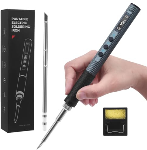 Präzisions Lötkolben Set, T12 65W USB C Lötkolben mit Einstellbar 180~450 ℃, OLED Anzeige, 6 Sek. Schnelles Aufheizen, Lötspitzen und Lötkolbenständer, lötkolben akku für Reparaturen