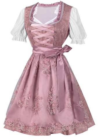 Dirndl-klänningar för kvinnor | bayersk halloweendräkt set med dirndl-dräkt | cosplay-kjol med blus och förkläde för maskerader, födelsedag, evenemang, skola, teater, fotografering, resor