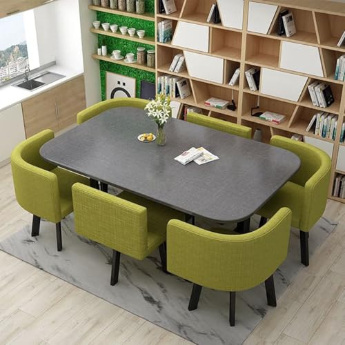 YKWLKJ 90 * 150cm Esszimmergruppe Esstisch mit 6 Stühlen, küchentisch Konferenztisch für Wohnzimmer, Küche, Büro, Hoch elastischer Schaumstoff(5)