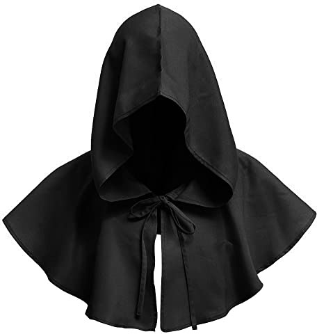 JYNVO Unisex Medieval Capa con Capucha Chal Gótica de Plumas para Halloween Cosplay Carnaval