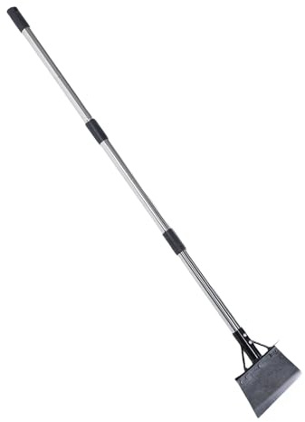 Nurnesy Pelle de Nettoyage de Jardin Multifonctionnelle (bêche Plate) - 47,2 Pouces de Poignée Réglable et Détachable, Neige du Sol/Gratte