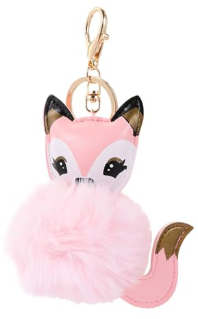 Yardwe Plüsch Schlüsselanhänger Kleiner Fuchs Anhänger aus Metalllegierung Leicht und Tragbar Süßer Taschen Autoschmuck für Damen Rucksack Dekoration Rosa