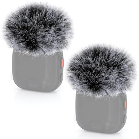 YOUSHARES 2 Stück Mikrofon Windschutz für DJI Mic 3 - Flauschiger Mikrofon Popschutz reduziert Windgeräusche und Popgeräusche - Ideal für Vlogs, Outdoor-Interviews, Livestreams (Schwarz-Weiß Meliert)