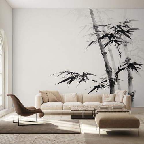 Genérico Decoracion Papel Pintado Hojas de Bambú, Fotomurales Pintura China con Tinta Papel Pared Tejido No Tejido Murales de Pared 280x200 Salon Dormitorio Decorativa W&52