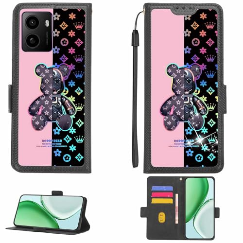 Kinetijy Case Compatible for BigPurplePhone Silverfox Senior Smartphone Phone Case Flip Cover [with Tempered Glass Screen Protector][RFID Blocking][Colorful Reflect Light] LPT-JXX