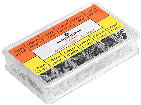 Dioche Klocka Crown O-ring Gummibricka Set 12 Storlekar Högkvalitativa Tätningar för Klocka Reparationsverktygssats Hållbar Svart Rund Gummi O-ringar för Urmakare och