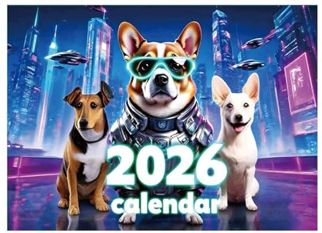 Calendario Mural de Perros 2026 Planificador Colgable 12 Meses