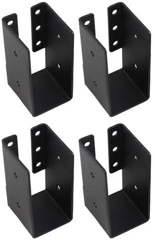 Homeponnew Confezione da 4 ganci in metallo nero per rinforzo da legno a legno, staffe angolari da 5,1 x 4,5 x 9,3 cm, compatibili con travi da 5,1 x 10,2 cm