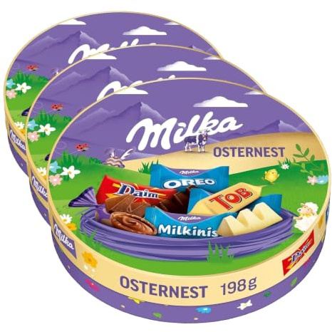 Milka Osternest – liebevoll zusammengestellte Osterschokolade mit Alpenmilch in bunter Geschenkverpackung – 198g (Packung mit 3)