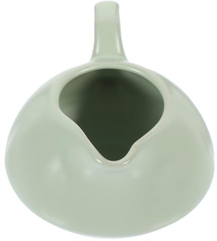 FESTFENDS Salsera Resistente a Altas Temperaturas y Fácil de Limpiar de Cerámica Verde con Asa, Capacidad Grande para Accesorios Auxiliares de Cocina