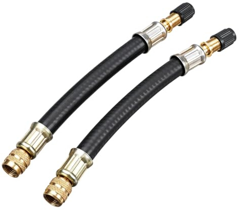 QEAS 2 Stück Ventilverlängerung Autoventil Verlängerung Schwarz, Flexible Reifenventil Verlängerung Adapter mit 210 mm Länge aus hochwertigem Gummi für Auto Scooter Fahrrad Motorräder