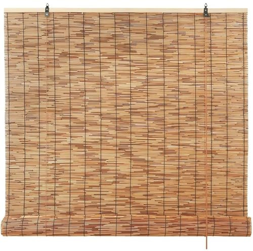 Bambusrollo 100x200cm Outdoor Natürliche Schilfrohr Rollo 50% Sonnenschutz Schilfrohr Jalousien Retro Raffrollo Anti-UV Sichtschutz Rollo Seitenzugrollo für Fenster Tür Garten Patio Balkon