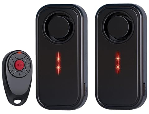 Mengshen Alarma Inalámbrica 113dB IP66 Impermeable Bicicleta y Coche Sistema Alarma Antirrobo con Control Remoto 7 Niveles Sensibilidad 3 Ajuste Volumen