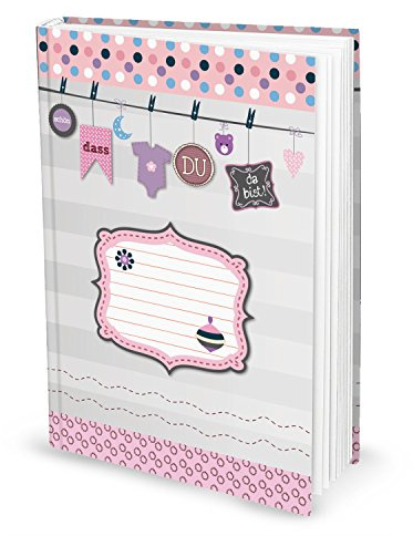 Logbuch-Verlag Großes Baby Kinder Tagebuch Schön dass Du da bist rosa Geschenk Geburt Geburtstag DIN A4 blanko