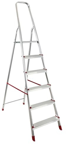 House Collection, Scala pieghevole, alluminio, 6 gradini, fai da te