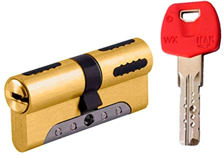 IFAM Cilindro Puerta Exterior WX1000 30x40 Color Latón, Bombin Cerradura Alta Seguridad, Perfil Europeo, Incluye 5 llaves, Protección Antirrotura, Antitaladro, Antibumping