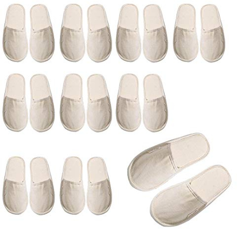 VINN DUNN NATURA Natural 100% Cotton Slipper Close Toe BEIGE 10pack | Free of Plastic | 100% Compostable | Re-Useable | UK Size 8