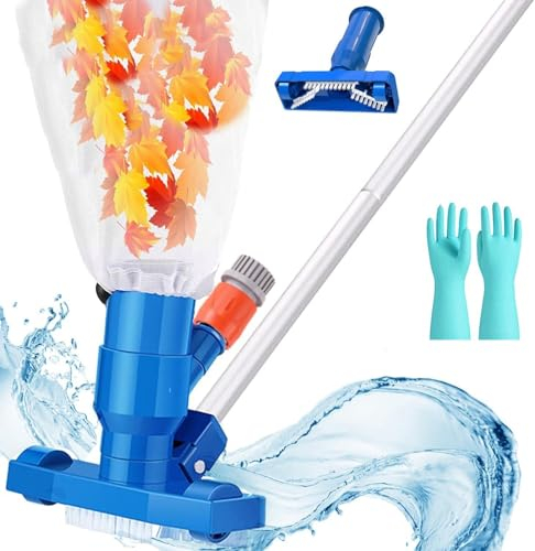Pool Cleaning Kit Vacuum,2023 Upgrade Swimming Pool Spa Jet Vacuum Cleaner Portable Cleaning Tool Kit Spas Fish Pond Fountain Vacuum Cleaner Brush Hot Spring Vacuum Cleaner with Cleaning Gloves