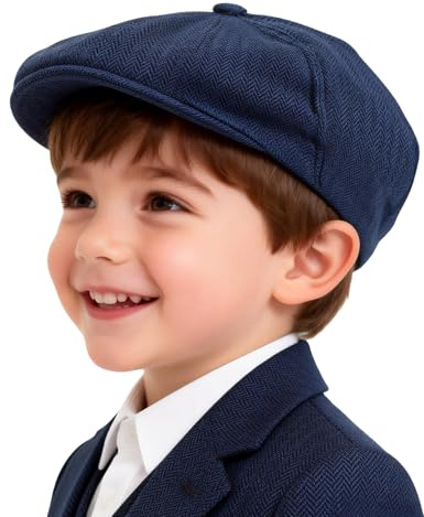 mintgreen Schiebermütze Kinder, Tweed Newsboy, Blau, 6-12 Monate, 46