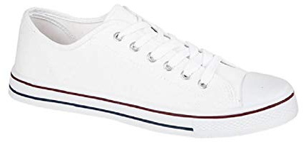 GladRags Zapatillas de deporte de lona o PU con cordones para hombre, talla UK 7, 8, 9, 10, 11, 12, White, 46 EU