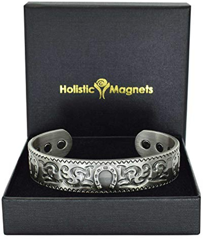 Holistic Magnets® Magnetarmband Herren Kupfer Armband (Anlauffarbenfrei) Geschenkideen für Männer Handgelenk Gelenkheilung Magnetschmuck (HSP)-Glückshufeisen (M: Handgelenk 16,5-19,5cm)