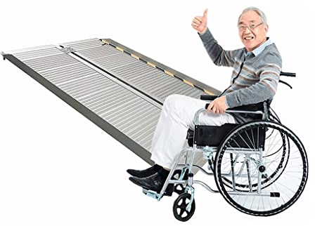 BBZY rutschfeste Faltbare Rollstuhlrampe 661 lbs Gewichtskapazität Tragbare Faltbare Rollstuhlrampe aus Aluminium für Treppen zu Hause