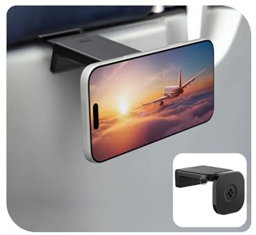 Spigen OneTap MagFit Away Travel Essentials & Inflight MagSafe Airplane Phone Mount Compatible with iPhone 17 16 15 14 13 12 Pro Max Plus Air - Black