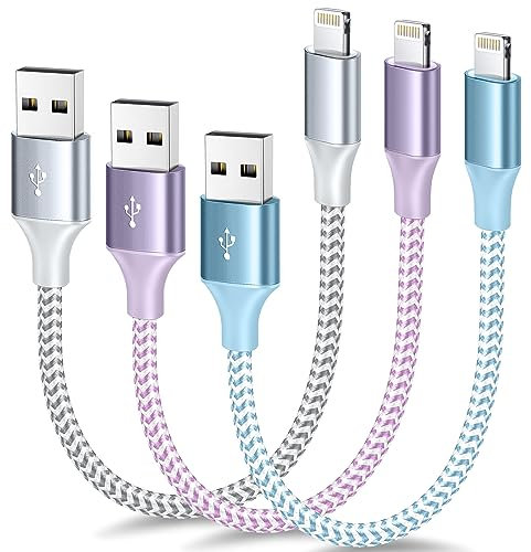 Apple iPhone Charger Cable 30CM 3Pack, MFi Certified Lightning Cable USB Fast Charging Compatible With iPhone 14 13 12 11 XS XR X Pro Max Mini 8 7 6S 6 Plus 5S SE